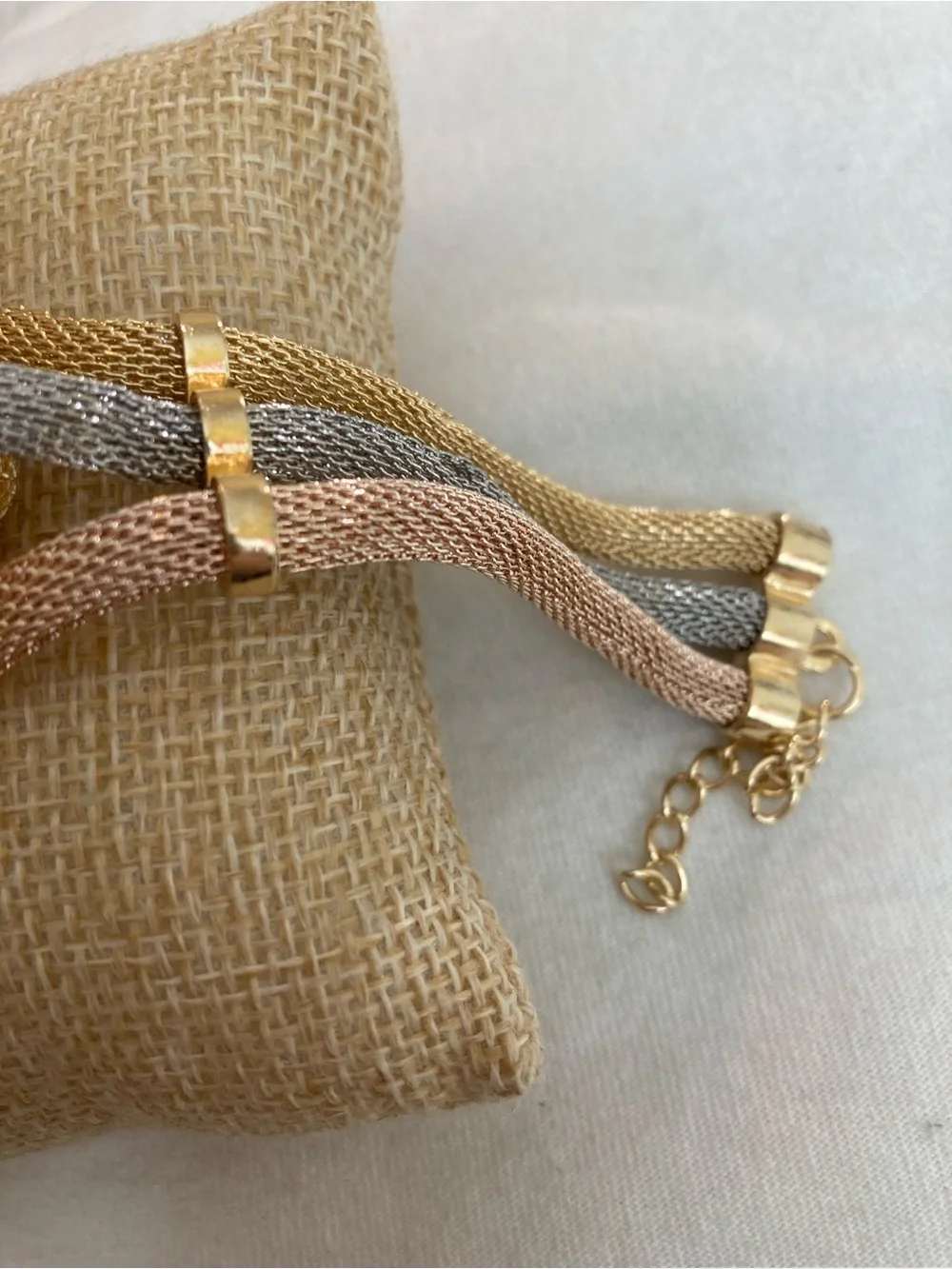 Three Tone Vintage Statement Mesh Bracelet